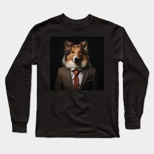 Collie Dog in Suit Long Sleeve T-Shirt